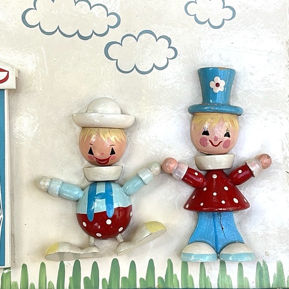 Vintage IRMI Wooden Circus Wall Plaque :: Hand-Painted Nursery Decor :: Blue - Picture 3 of 14